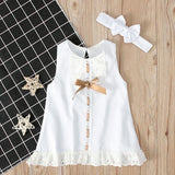 Rorychen Brand 2019 New Summer Girls Dress Sleeveless Girls Casual Maxi Dresses Fashion Kids Clothes with Headbands