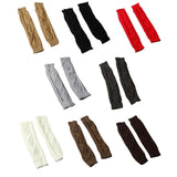 1 Pair Autumn Winter Women Knit Gloves Arm Wrist Sleeve Warmer Girls Rhombus Long Half Winter Mittens