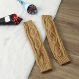 1 Pair Autumn Winter Women Knit Gloves Arm Wrist Sleeve Warmer Girls Rhombus Long Half Winter Mittens