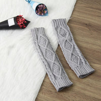 1 Pair Autumn Winter Women Knit Gloves Arm Wrist Sleeve Warmer Girls Rhombus Long Half Winter Mittens