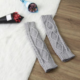 1 Pair Autumn Winter Women Knit Gloves Arm Wrist Sleeve Warmer Girls Rhombus Long Half Winter Mittens