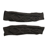 1 Pair Autumn Winter Women Knit Gloves Arm Wrist Sleeve Warmer Girls Rhombus Long Half Winter Mittens